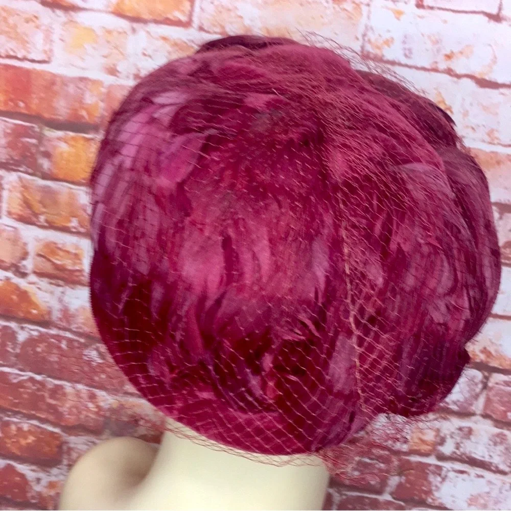 Feathered Vintage MCM Mulberry Purple Flapper Inspired Cloche Hat